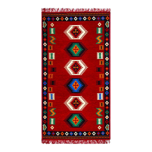 Teppich mit Kilim Motiven - Rot - 150x80x1cm