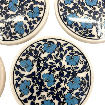 Keramik-Untersetzer - 4er Set - Hibiskusblüte - 9cm