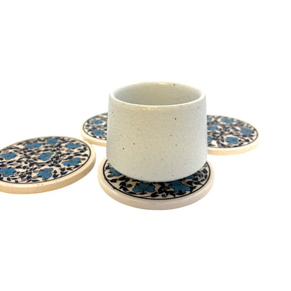 Keramik-Untersetzer - 4er Set - Hibiskusblüte - 9cm