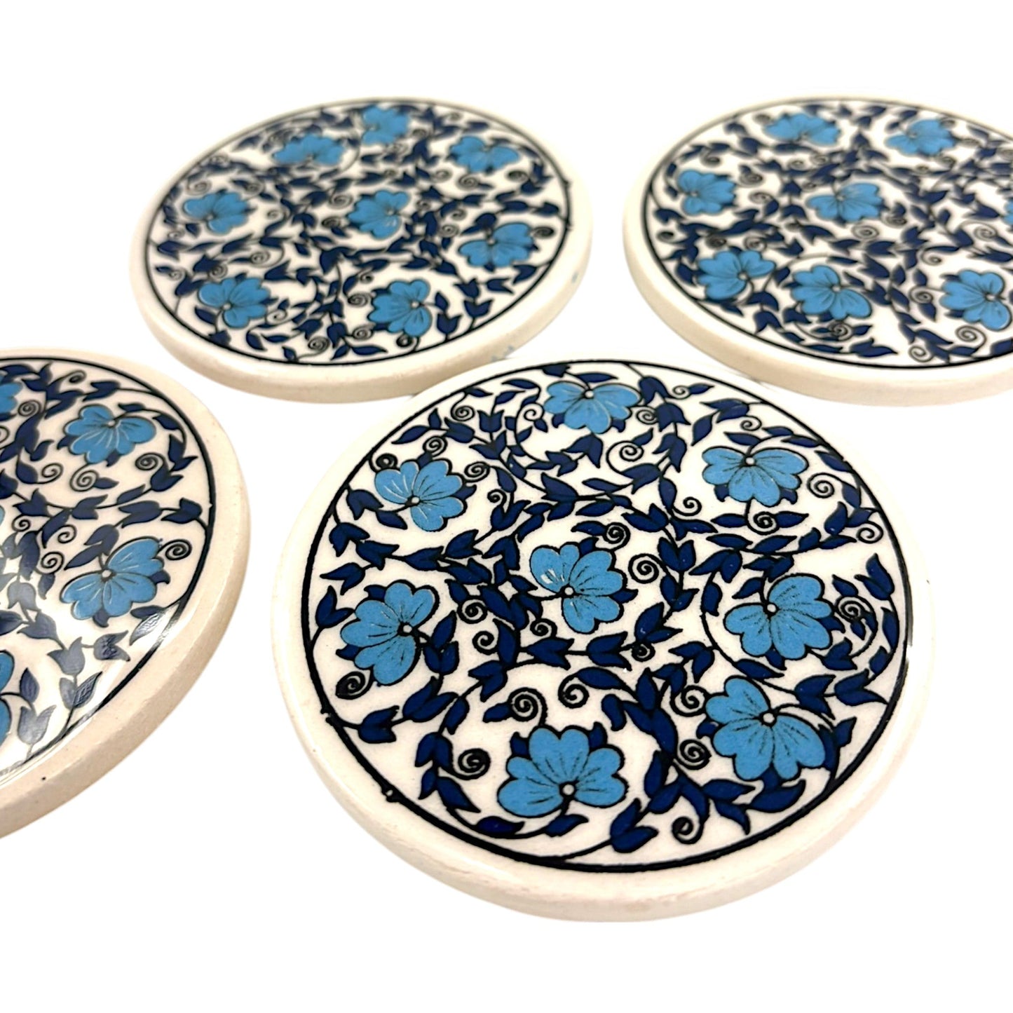 Keramik-Untersetzer - 4er Set - Hibiskusblüte - 9cm