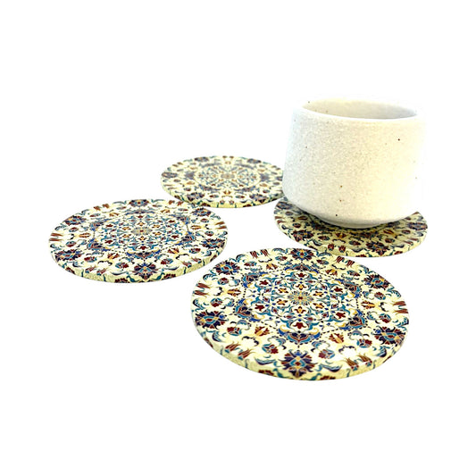 Untersetzter aus Metall - 4er Set - Mandala - Beige - 9cm