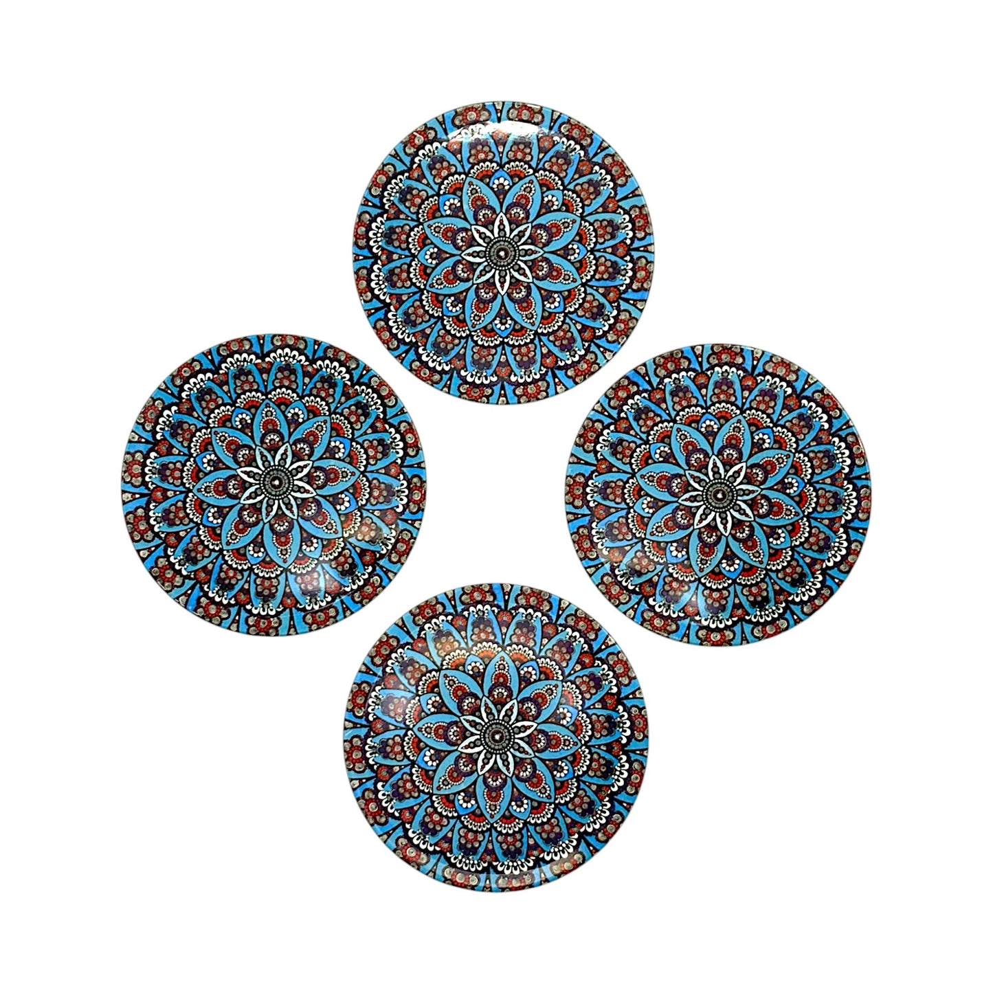 Untersetzter aus Metall - 4er Set - Mandala -  Blau - 9cm