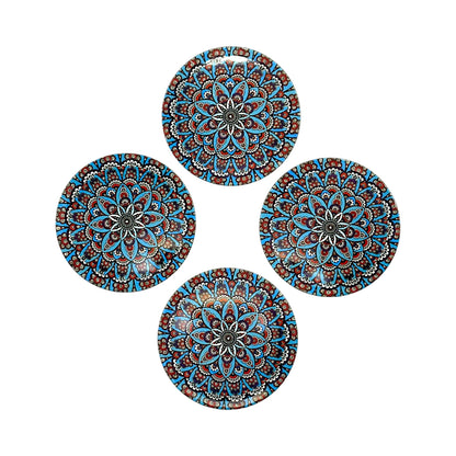 Untersetzter aus Metall - 4er Set - Mandala -  Blau - 9cm