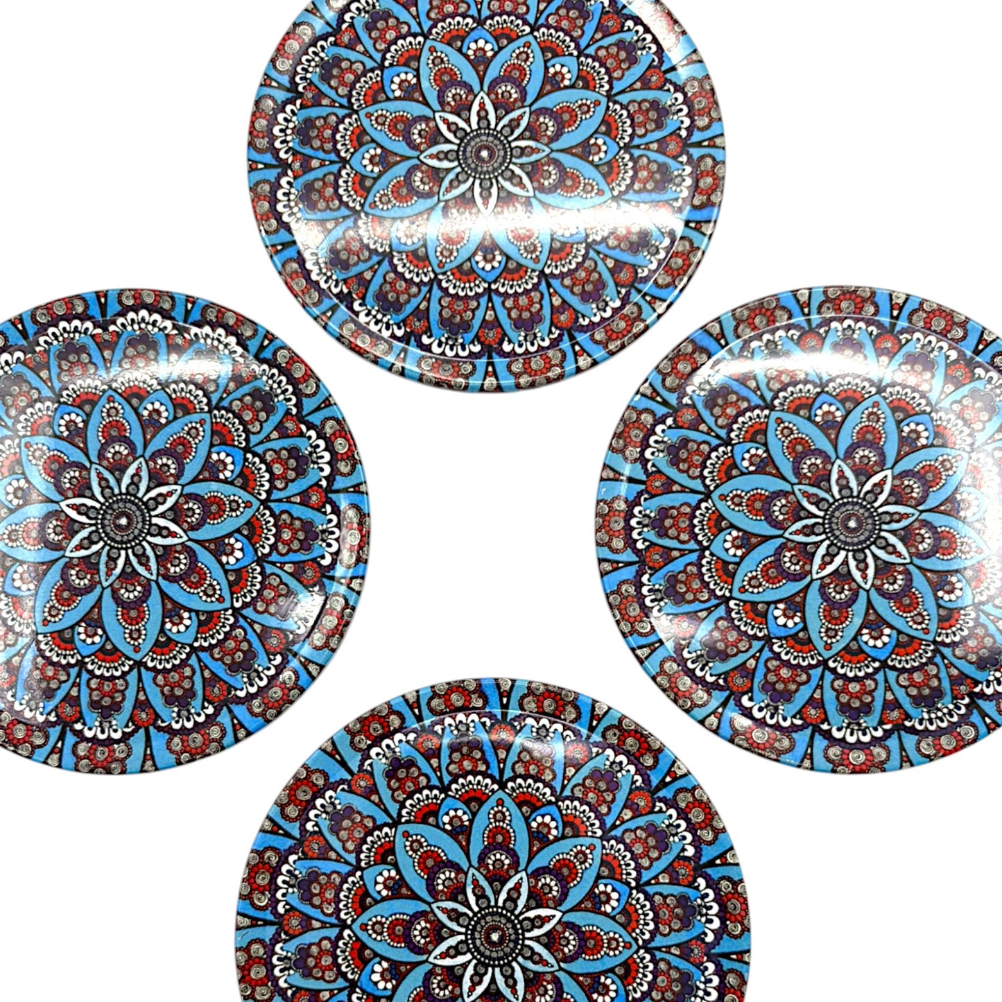 Untersetzter aus Metall - 4er Set - Mandala -  Blau - 9cm