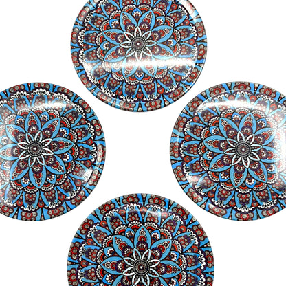Untersetzter aus Metall - 4er Set - Mandala -  Blau - 9cm