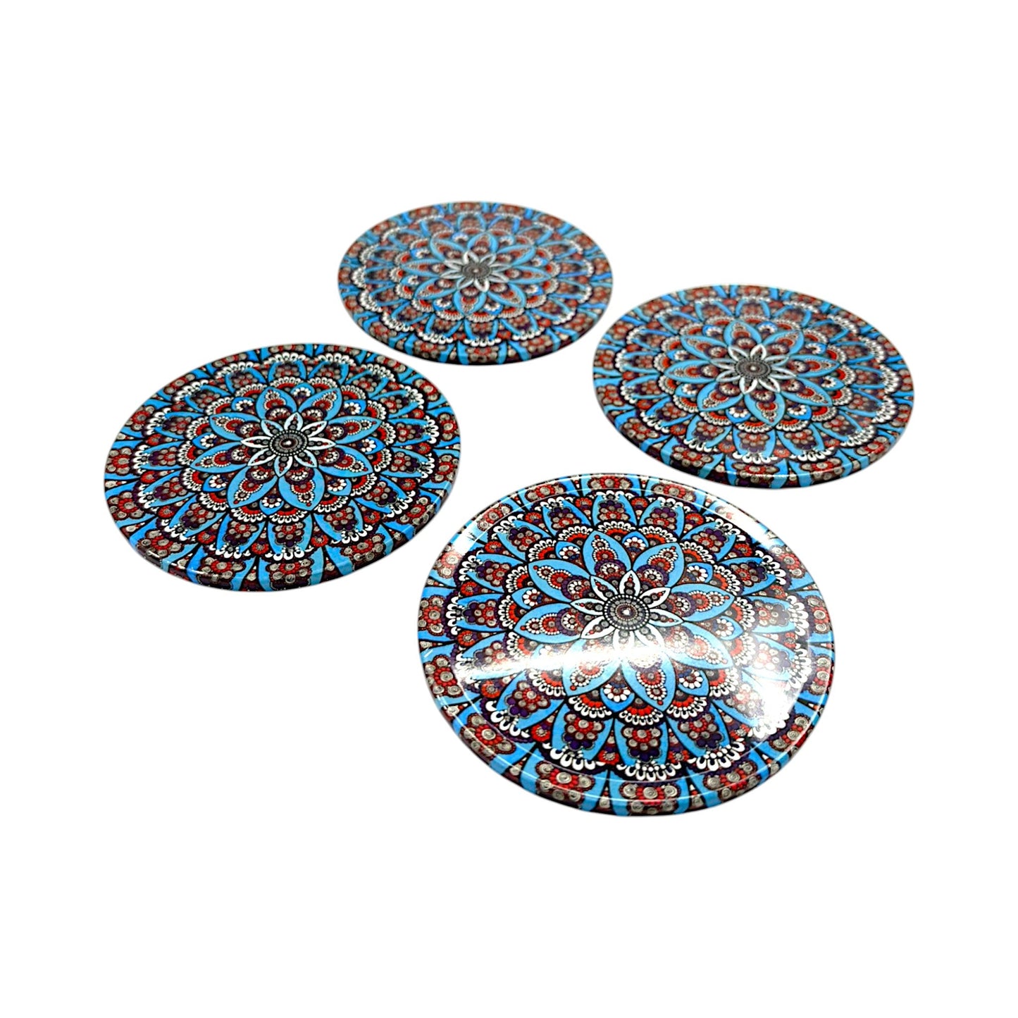 Untersetzter aus Metall - 4er Set - Mandala -  Blau - 9cm