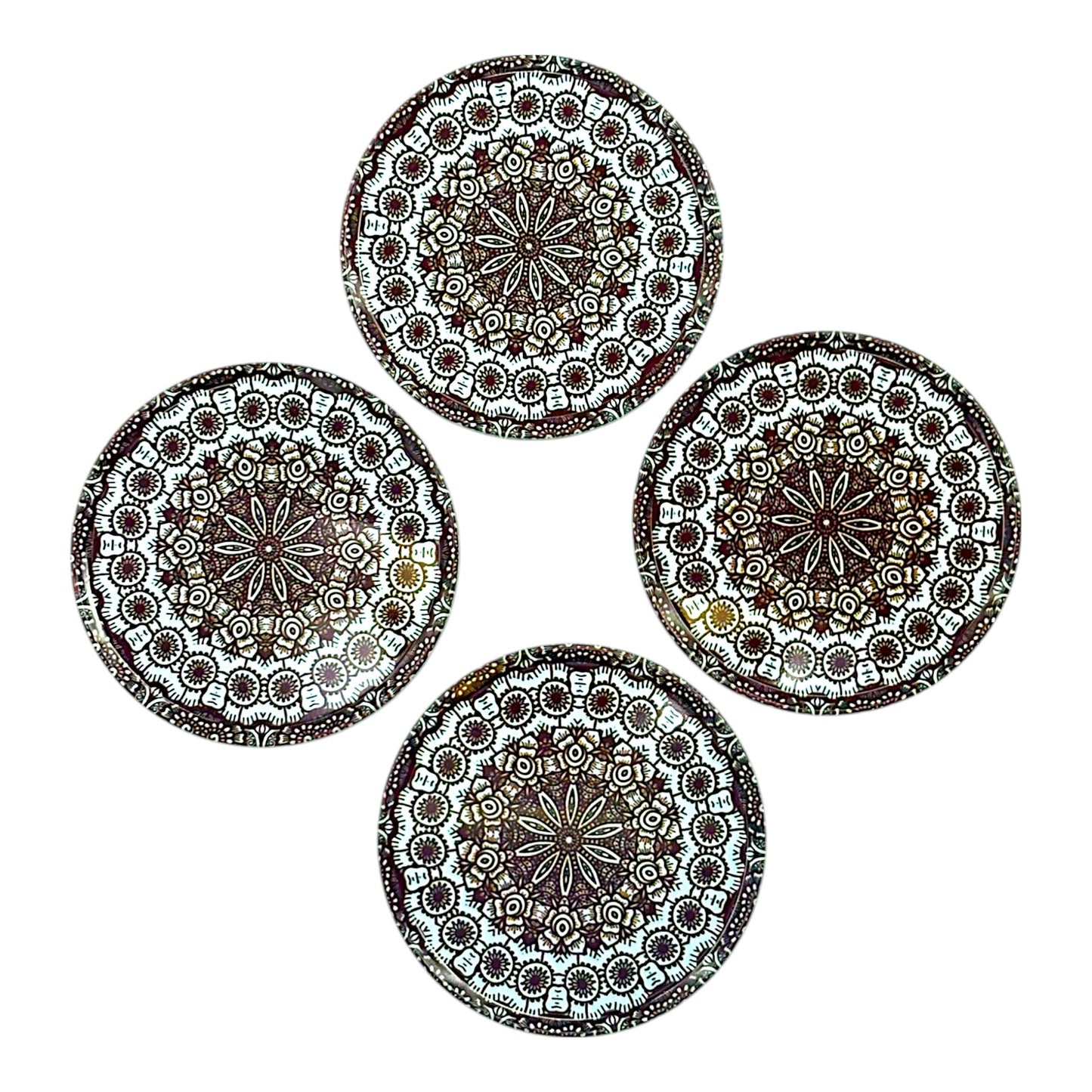 Untersetzter aus Metall - 4er Set - Mandala - Braun - 9cm