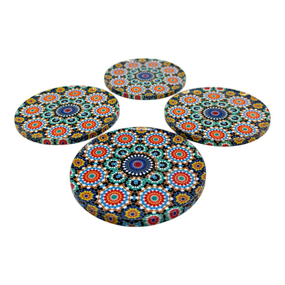 Untersetzter aus Metall - 4er Set - Mandala - Bunt - 9cm