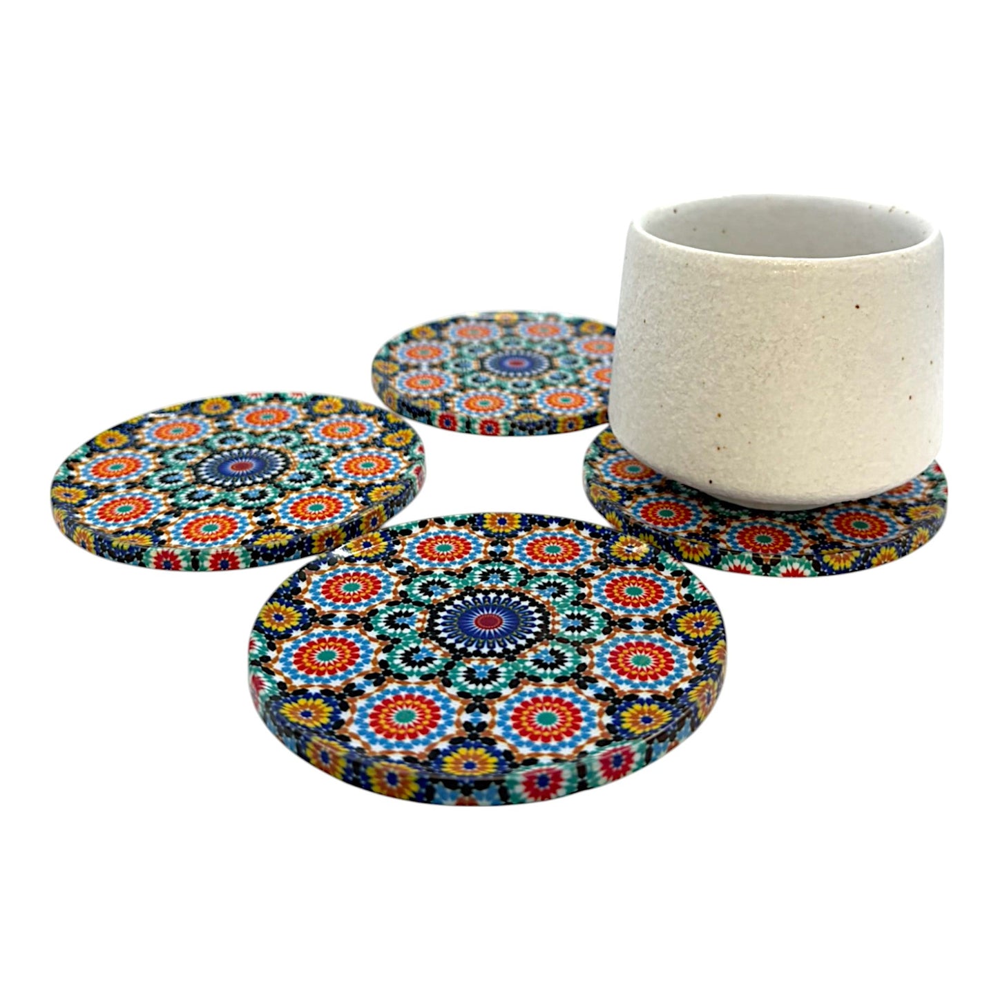 Untersetzter aus Metall - 4er Set - Mandala - Bunt - 9cm