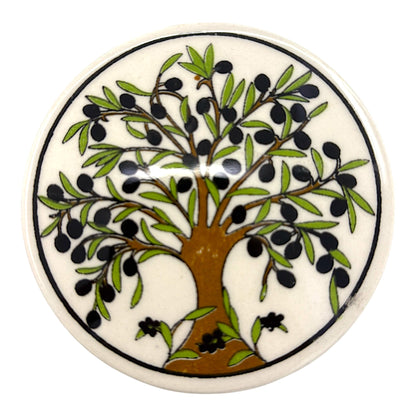 Keramik-Untersetzer - 4er Set - Olivenbaum - 9cm