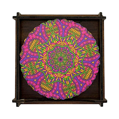 Holz-Untersetzer - 6er Set - Calendula - 9cm