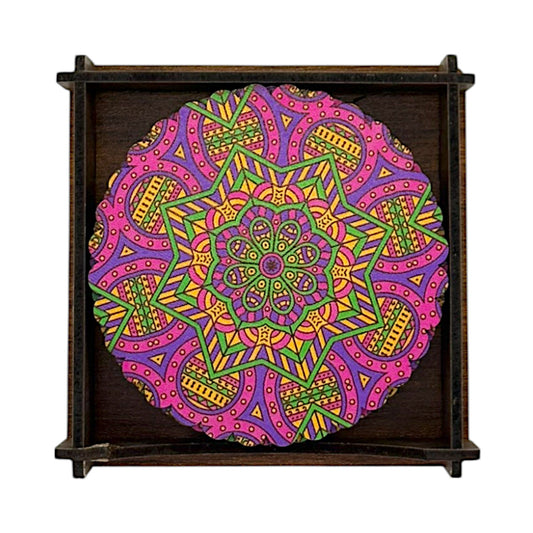 Holz-Untersetzer - 6er Set - Calendula - 9cm