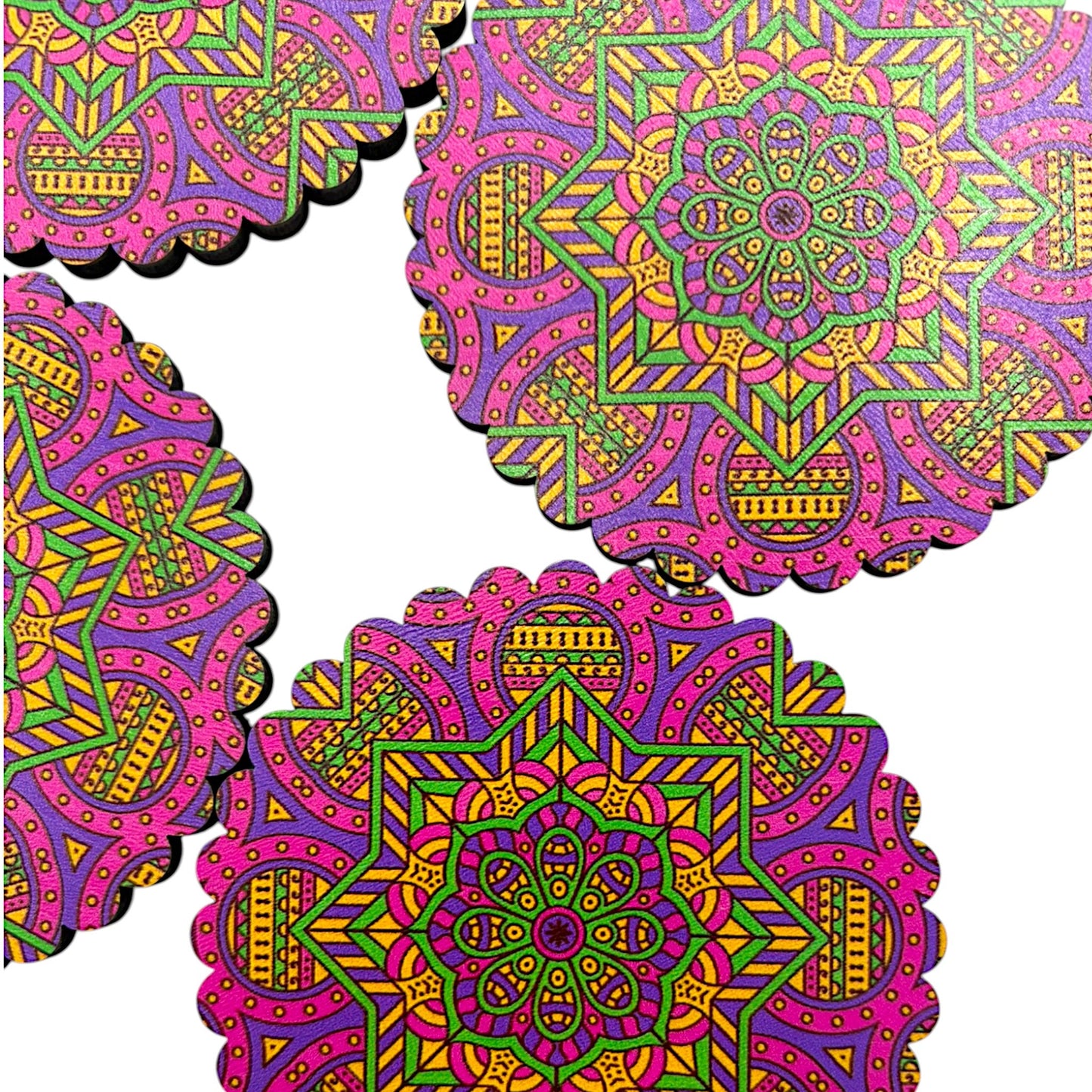 Holz-Untersetzer - 6er Set - Calendula - 9cm