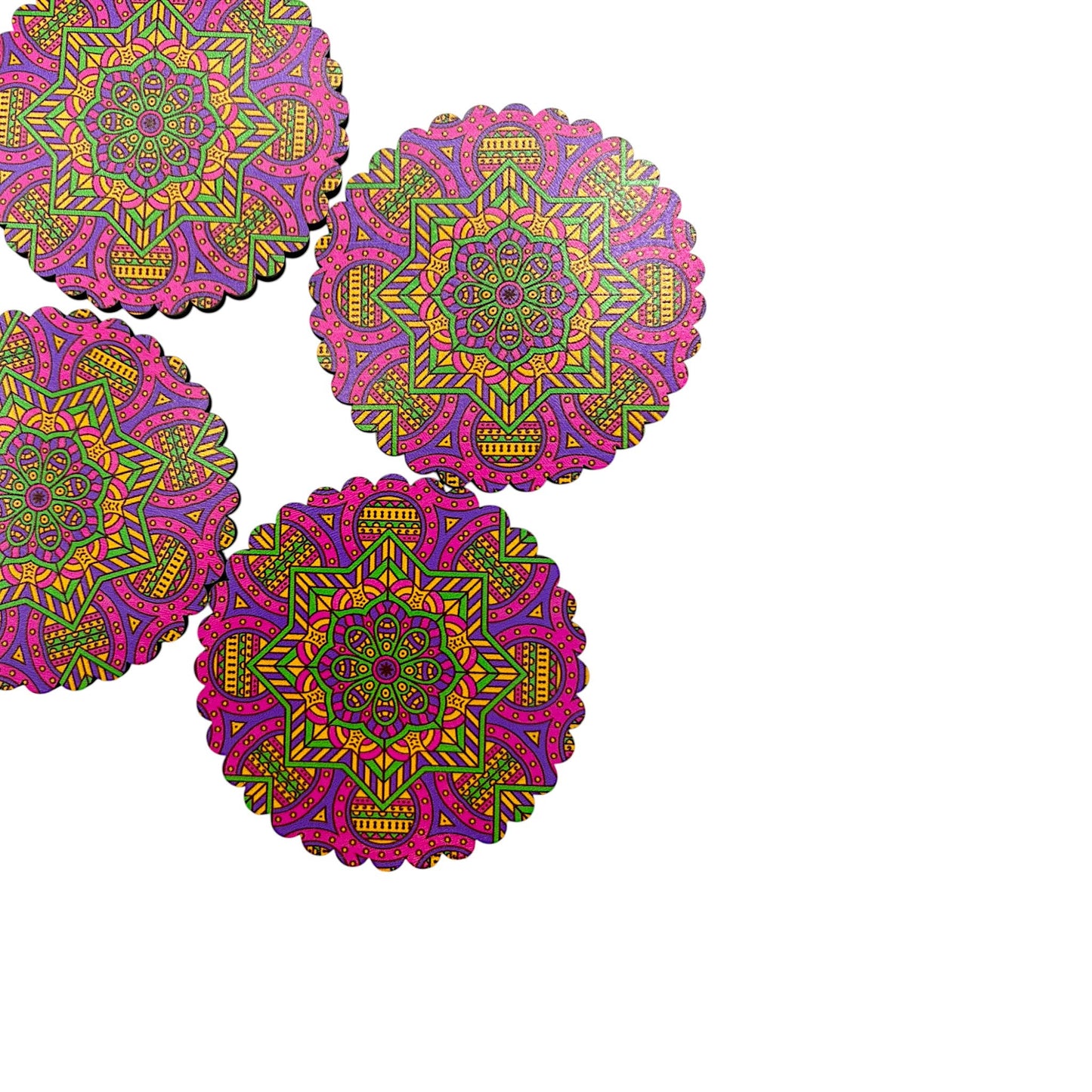 Holz-Untersetzer - 6er Set - Calendula - 9cm