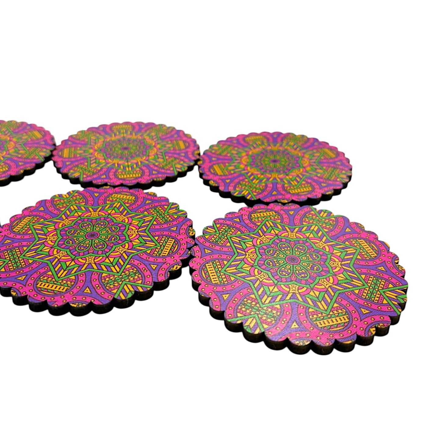 Holz-Untersetzer - 6er Set - Calendula - 9cm