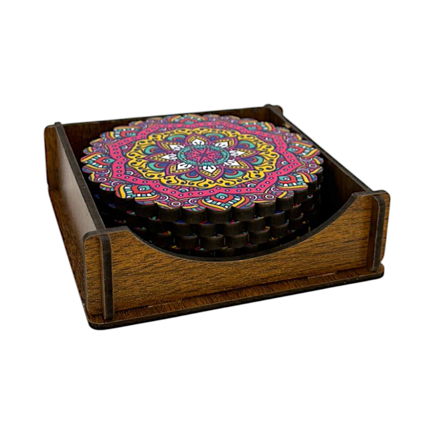 Holz-Untersetzer - 6er Set - Lotos - 9cm