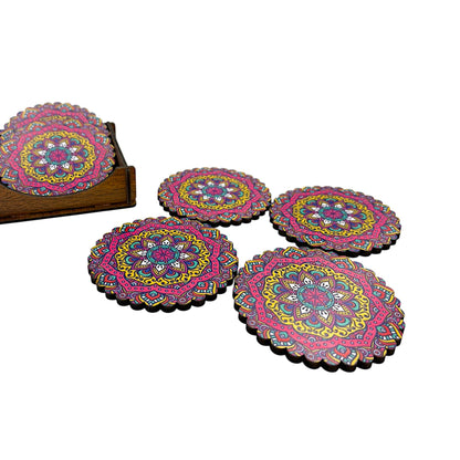 Holz-Untersetzer - 6er Set - Lotos - 9cm