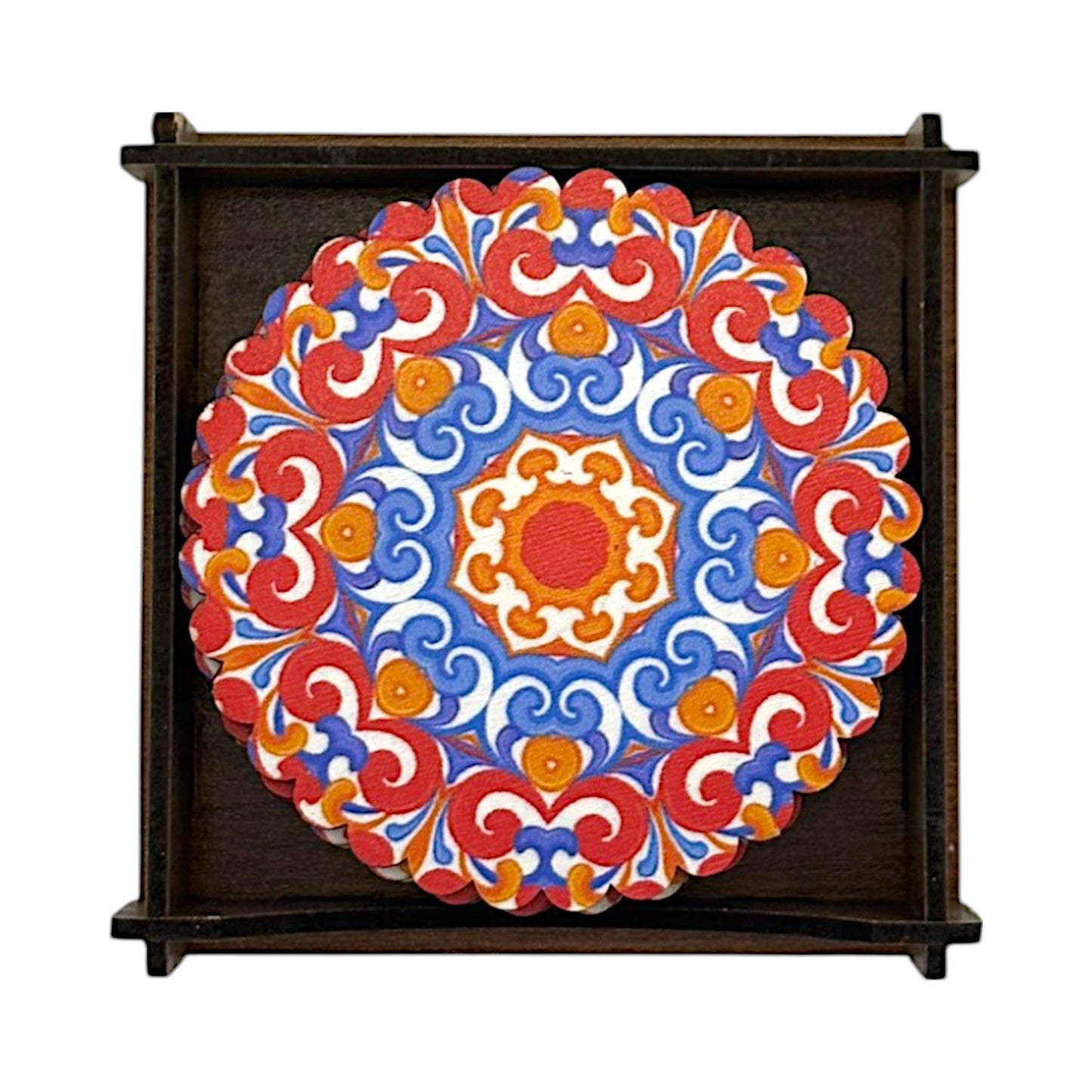 Holz-Untersetzer - 6er Set - Lotusblume - 9cm