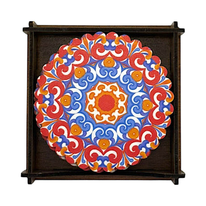 Holz-Untersetzer - 6er Set - Lotusblume - 9cm