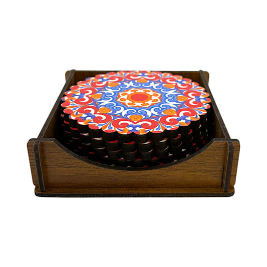 Holz-Untersetzer - 6er Set - Lotusblume - 9cm