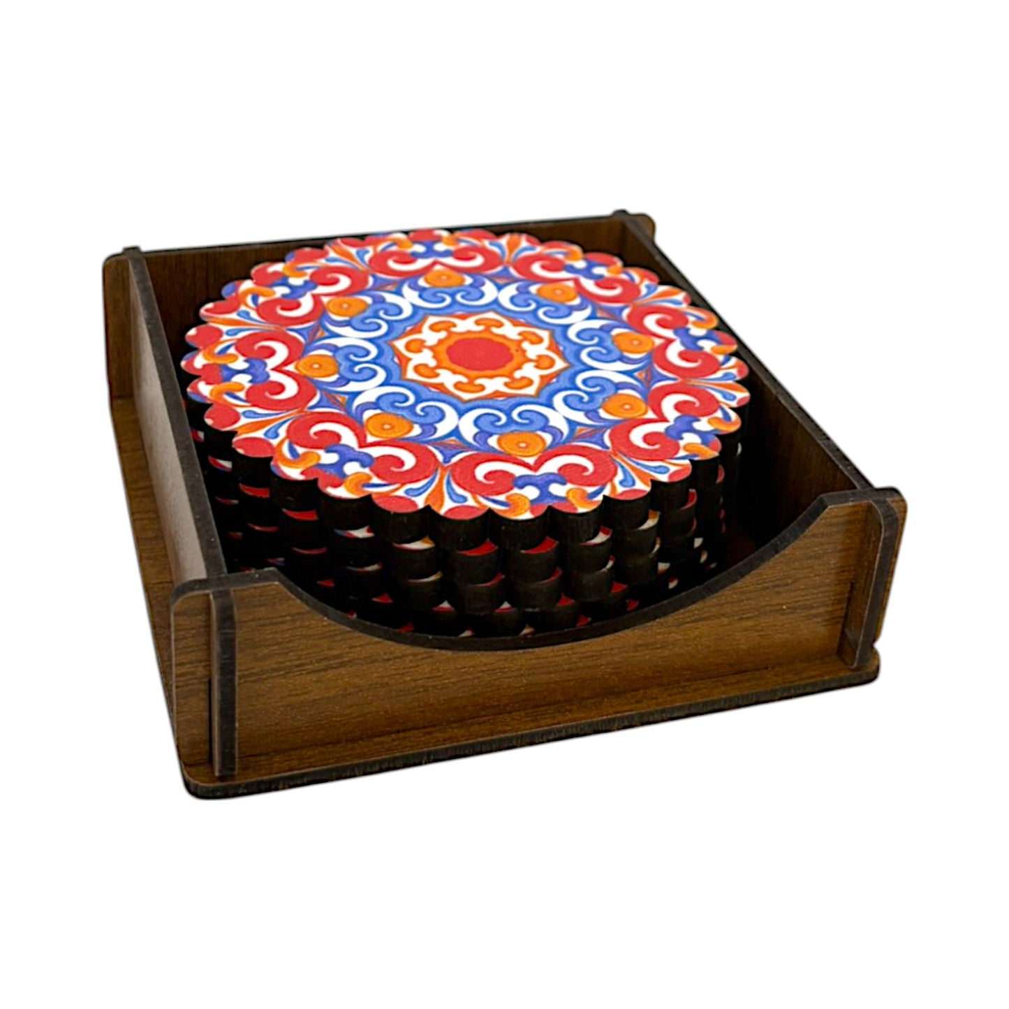 Holz-Untersetzer - 6er Set - Lotusblume - 9cm