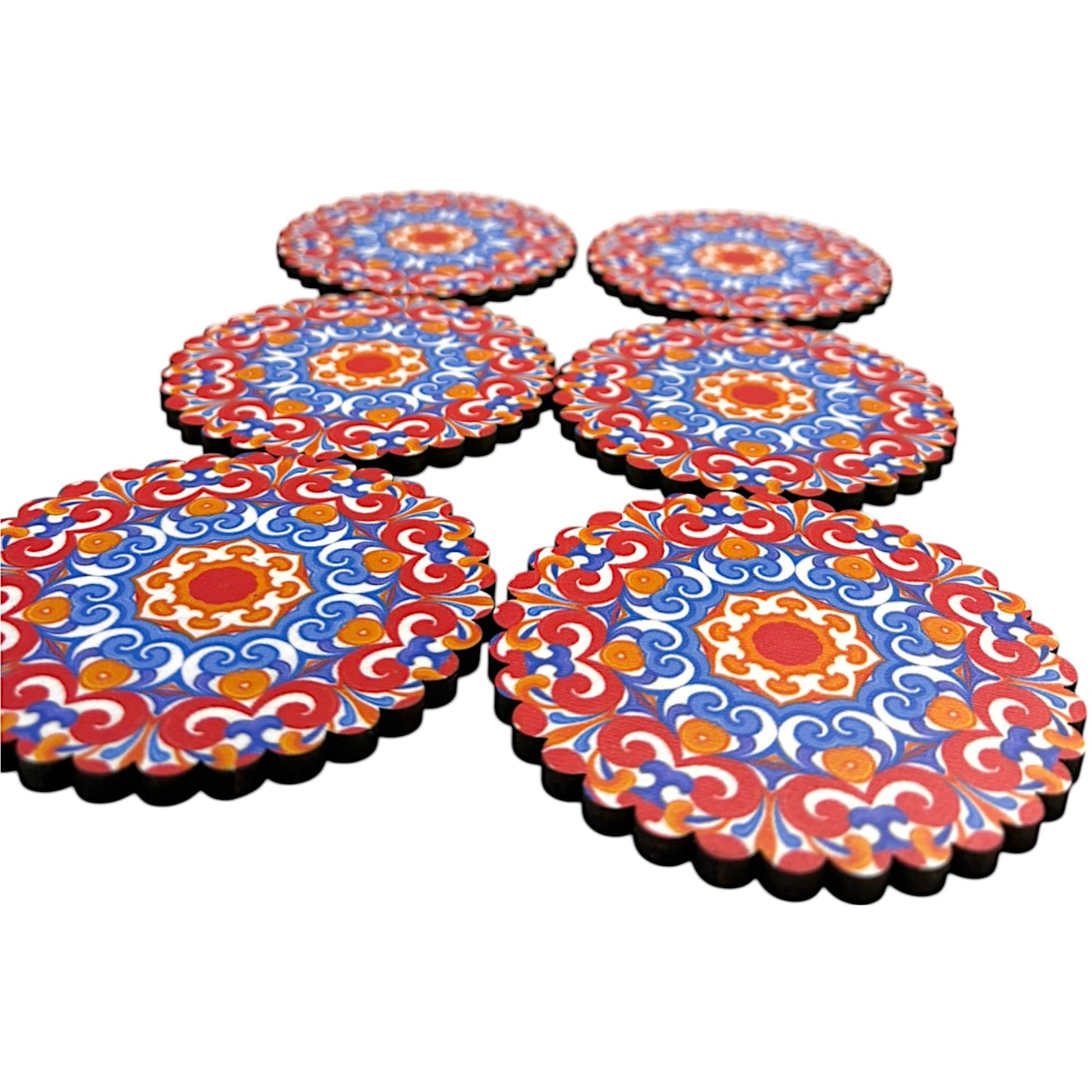 Holz-Untersetzer - 6er Set - Lotusblume - 9cm