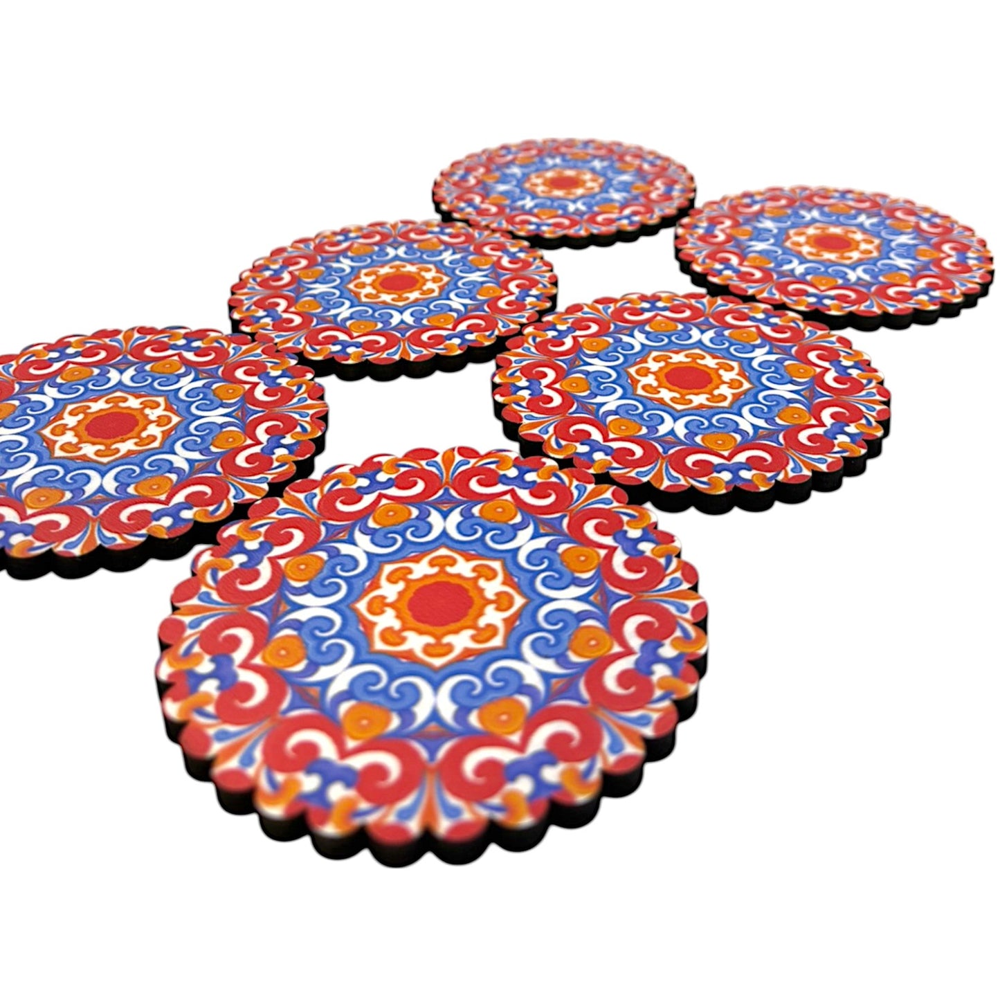 Holz-Untersetzer - 6er Set - Lotusblume - 9cm