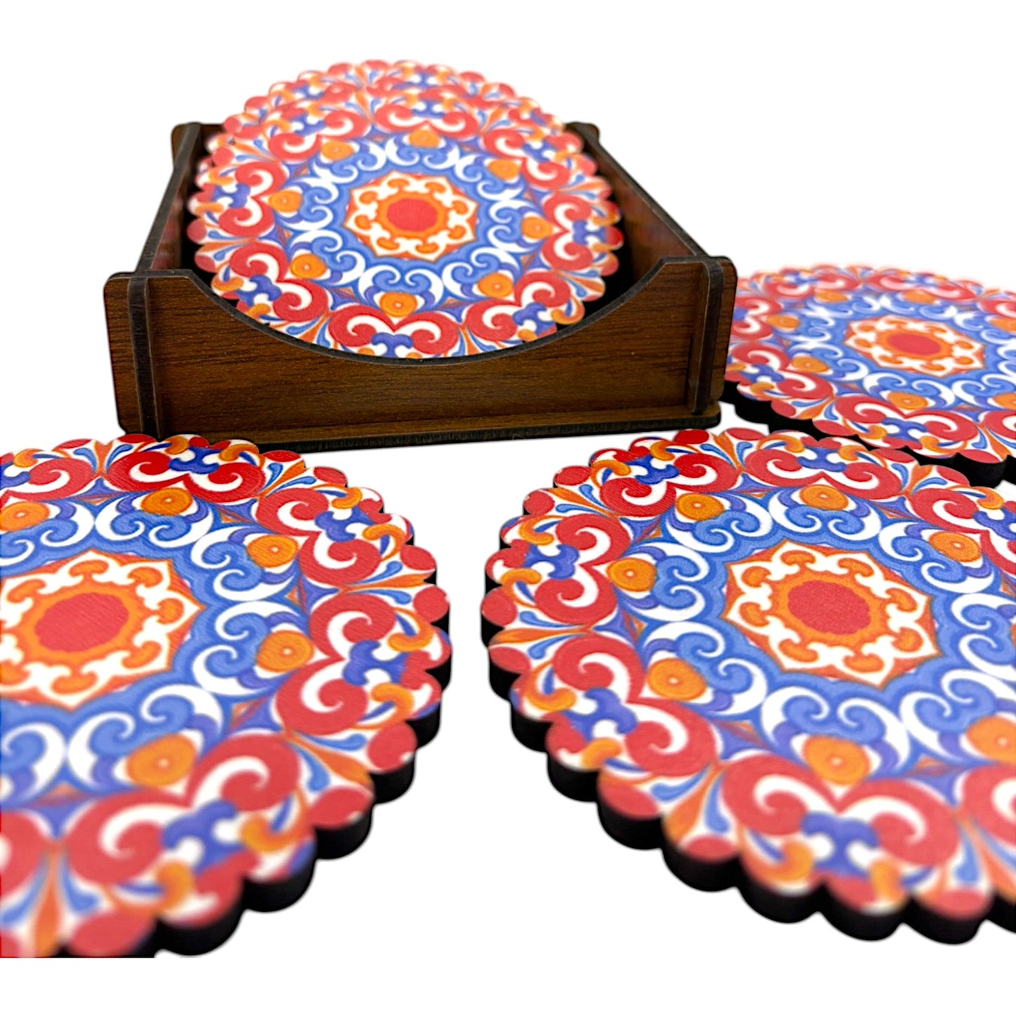 Holz-Untersetzer - 6er Set - Lotusblume - 9cm