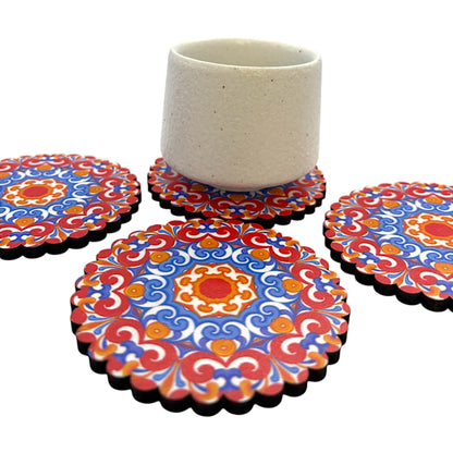 Holz-Untersetzer - 6er Set - Lotusblume - 9cm