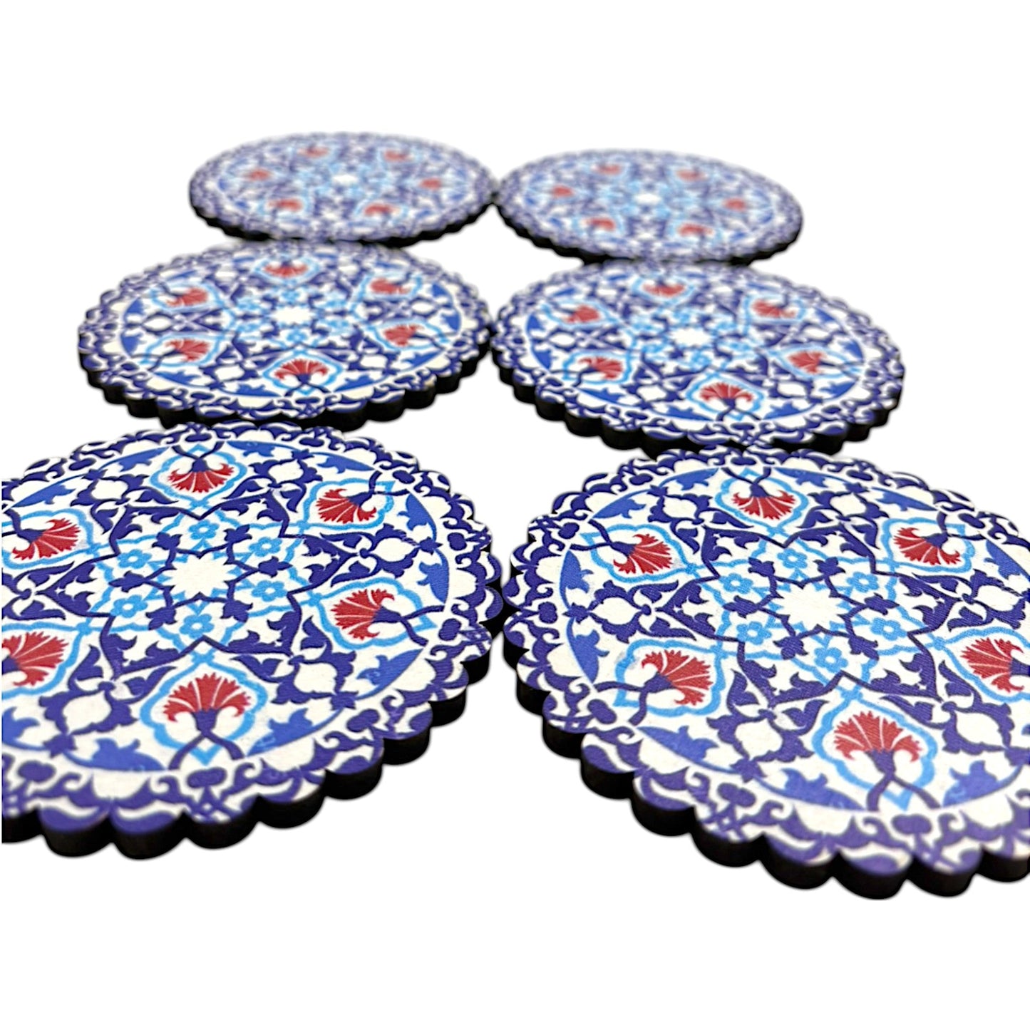 Holz-Untersetzer - 6er Set - Nelke - 9cm