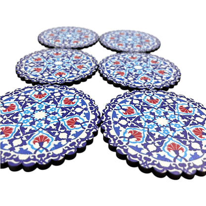 Holz-Untersetzer - 6er Set - Nelke - 9cm