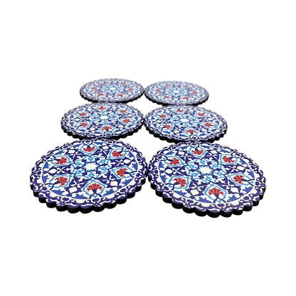 Holz-Untersetzer - 6er Set - Nelke - 9cm