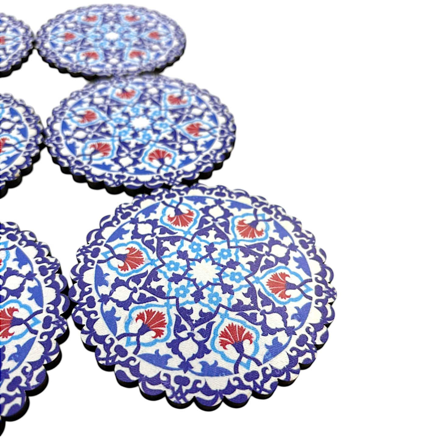 Holz-Untersetzer - 6er Set - Nelke - 9cm