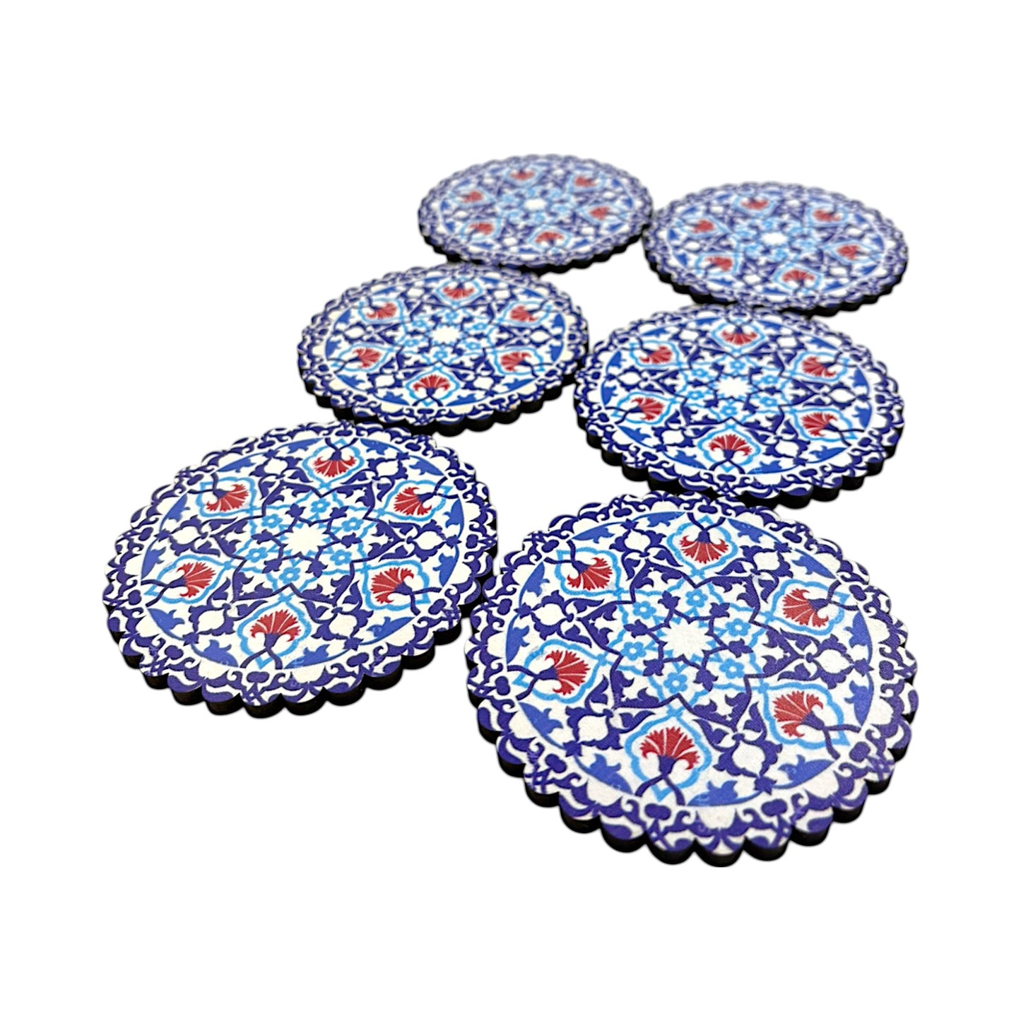 Holz-Untersetzer - 6er Set - Nelke - 9cm