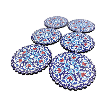 Holz-Untersetzer - 6er Set - Nelke - 9cm