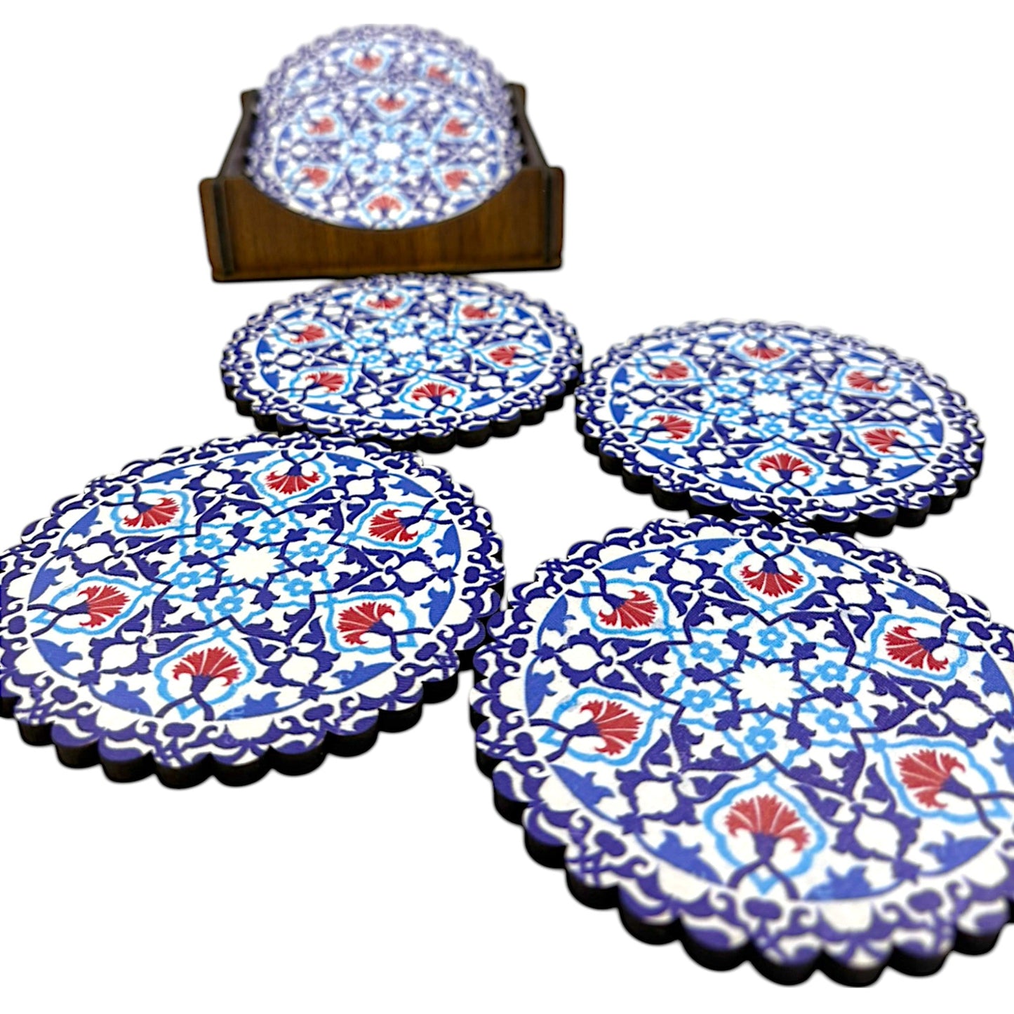 Holz-Untersetzer - 6er Set - Nelke - 9cm