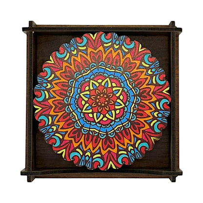 Holz-Untersetzer - 6er Set - Ringelblume - 9cm