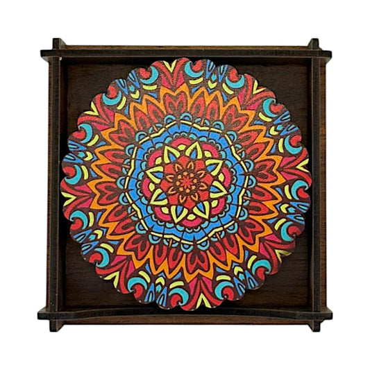 Holz-Untersetzer - 6er Set - Ringelblume - 9cm