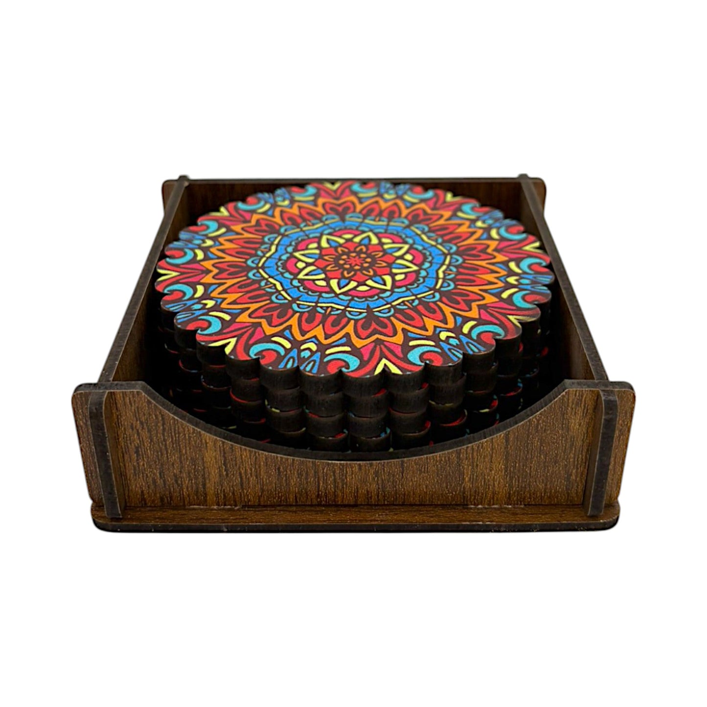 Holz-Untersetzer - 6er Set - Ringelblume - 9cm