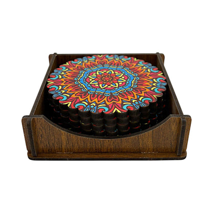 Holz-Untersetzer - 6er Set - Ringelblume - 9cm