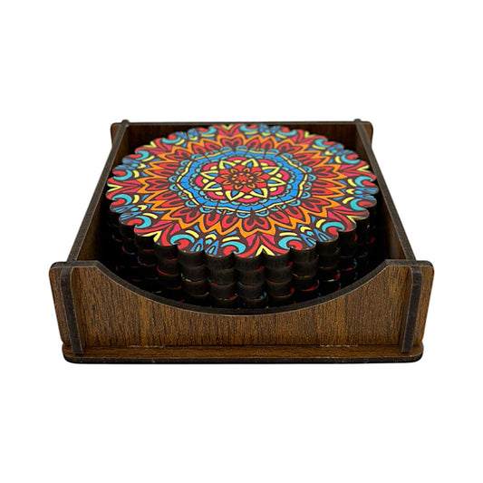 Holz-Untersetzer - 6er Set - Ringelblume - 9cm