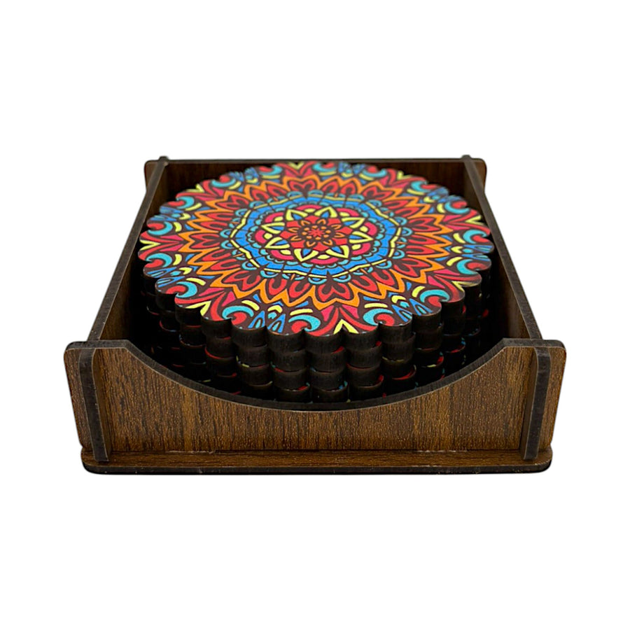 Holz-Untersetzer - 6er Set - Ringelblume - 9cm