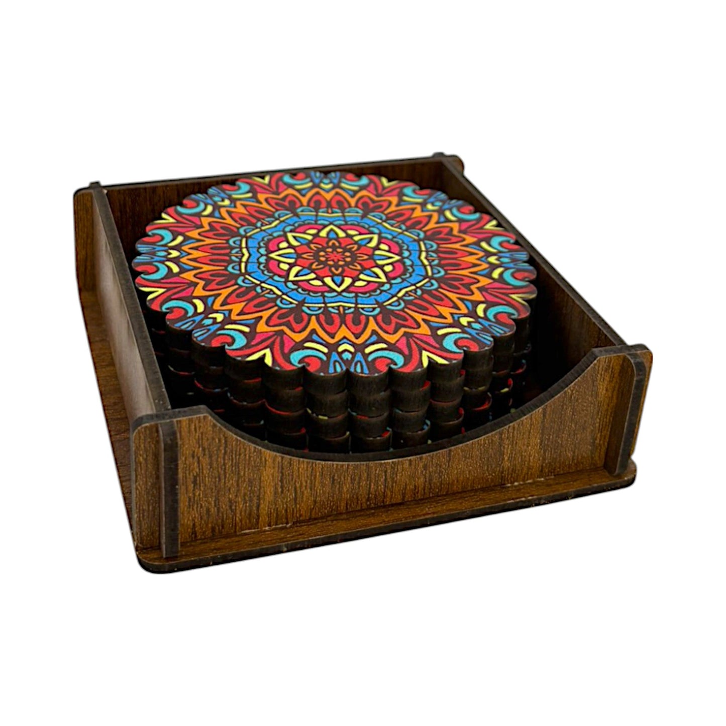 Holz-Untersetzer - 6er Set - Ringelblume - 9cm