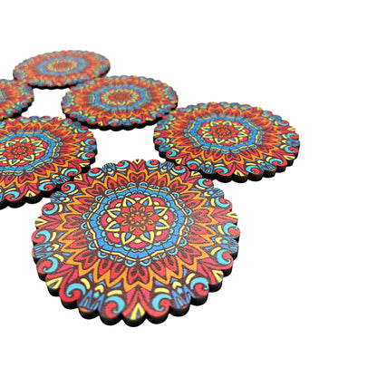 Holz-Untersetzer - 6er Set - Ringelblume - 9cm