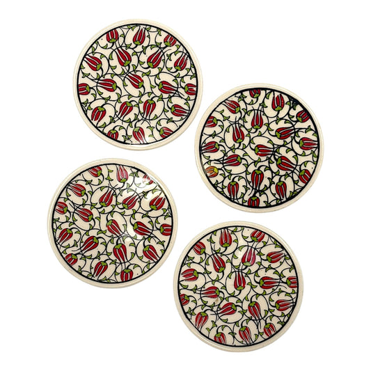 Keramik-Untersetzer - 4er Set - Tulpe - 9cm