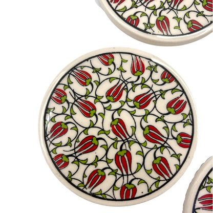 Keramik-Untersetzer - 4er Set - Tulpe - 9cm