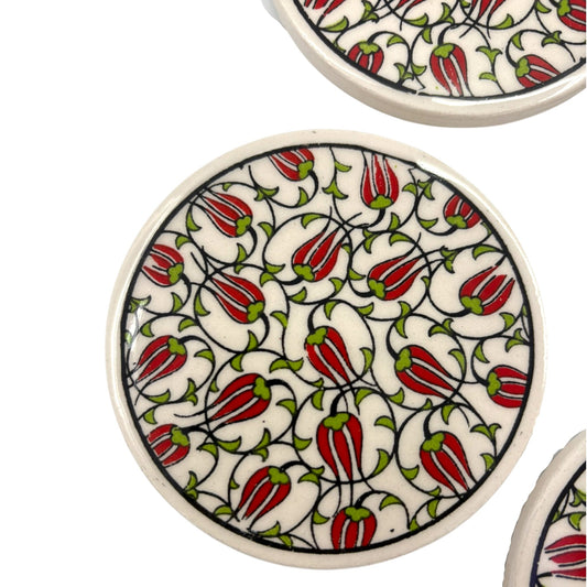 Keramik-Untersetzer - 4er Set - Tulpe - 9cm