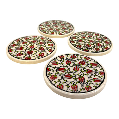 Keramik-Untersetzer - 4er Set - Tulpe - 9cm