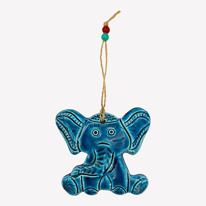 Keramik Wanddeko - Elefant - Hellblau - 13x11x2cm