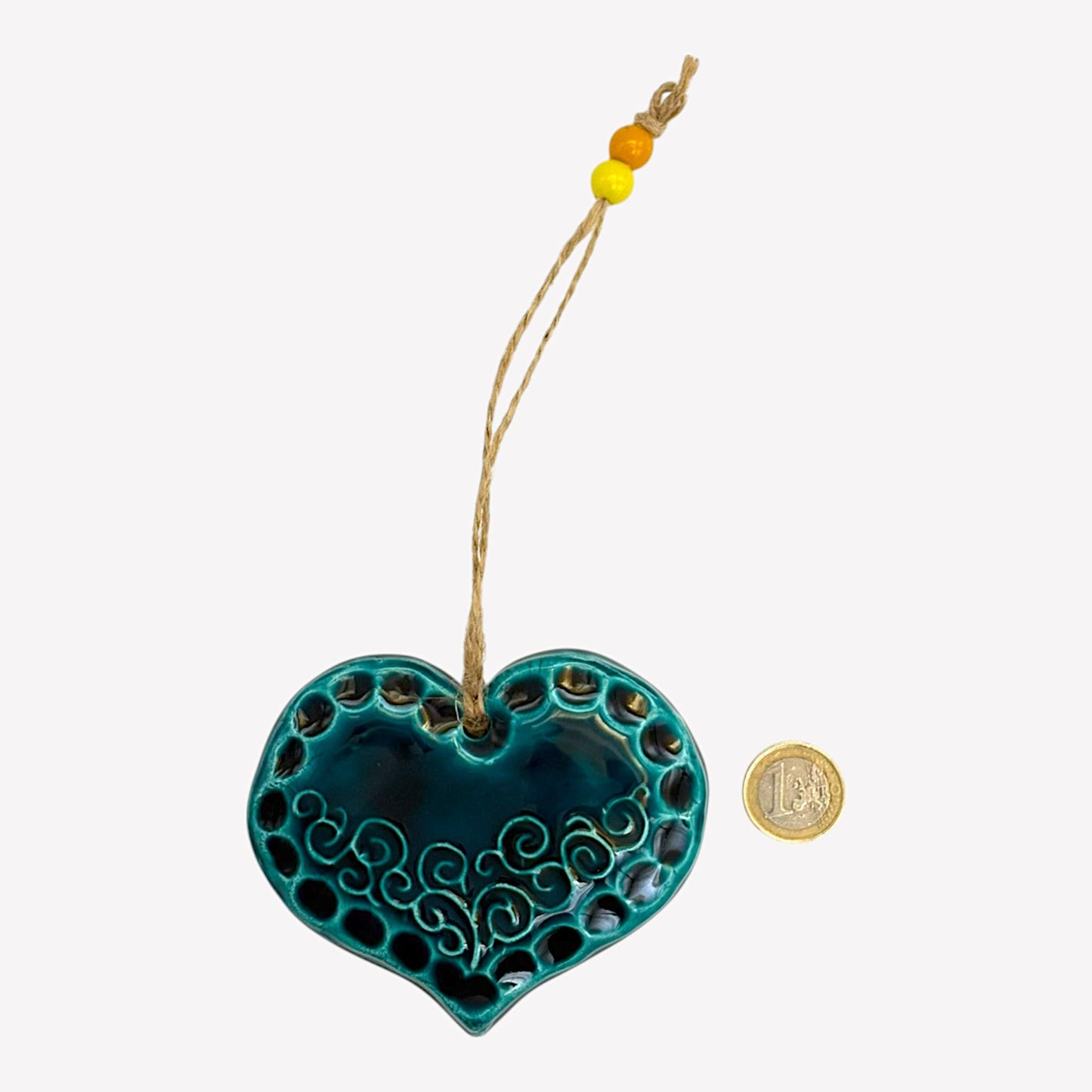 Keramik Wanddeko - Herz - Türkis - 11x9x2cm